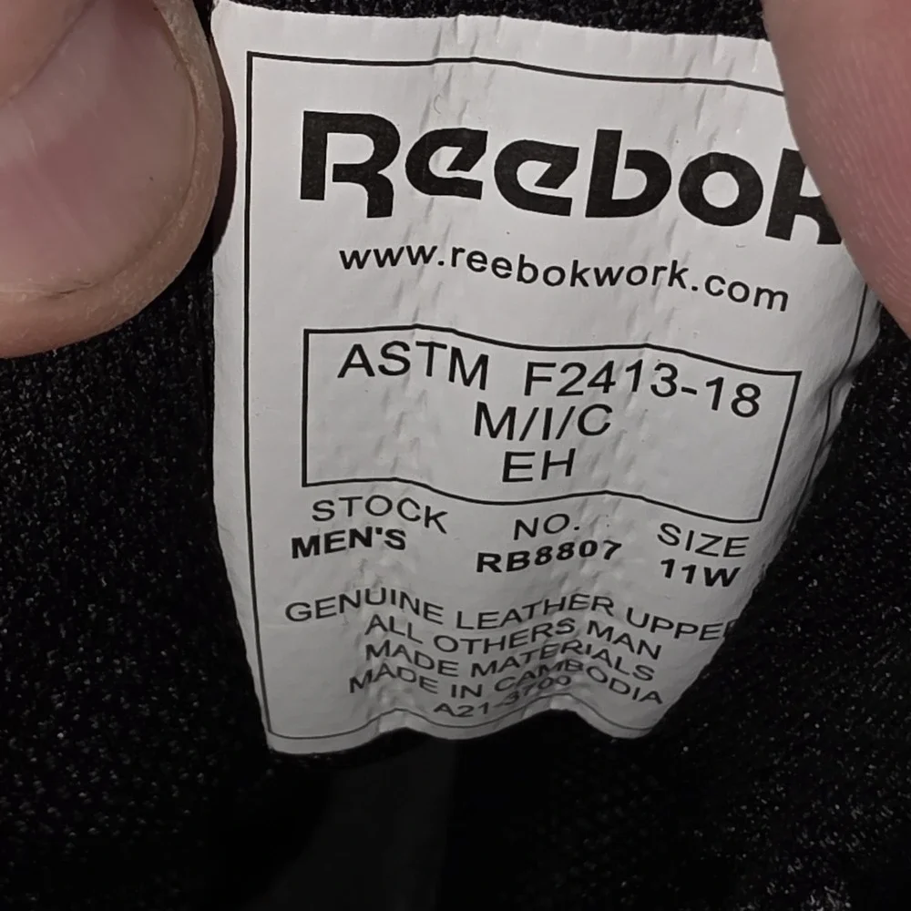Reebok‎ Mens Tactical Waterproof Sublite Cushion Side Zip Work Boots 11W